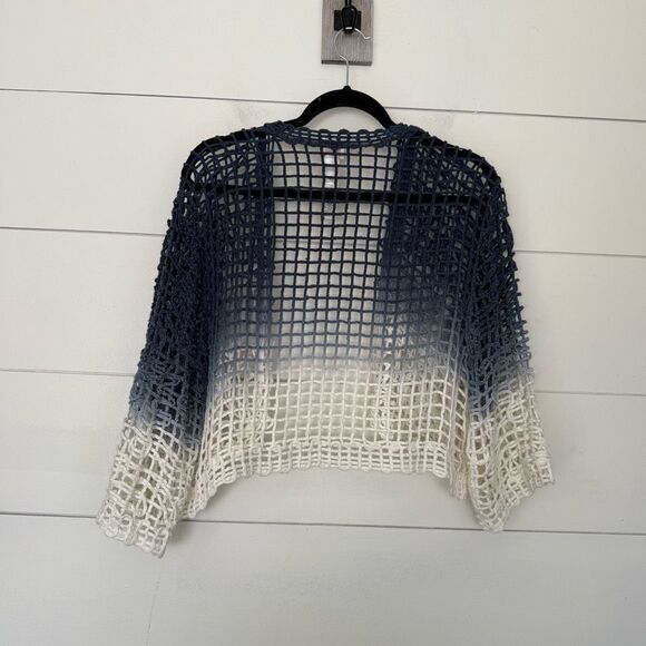 Chico’s Women’s 3 Dip Dye Tie Dye Crochet Open Cropped Cardigan - Picture 3 of 4